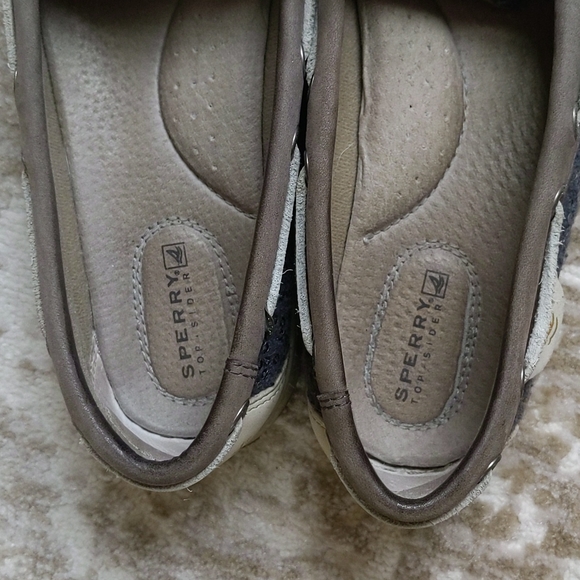 Sperry Top-Sider Sequin Leather Moccasin Shoes 6.5M Tan Gray - Picture 9 of 16